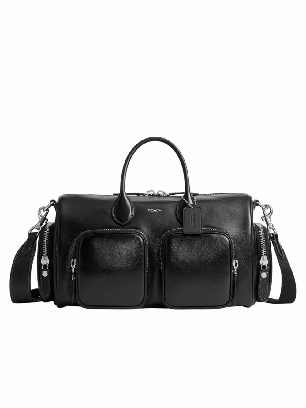 Coach Compass Bag 35 with Pockets in Silver/Black Glazed Leather NWT RARE